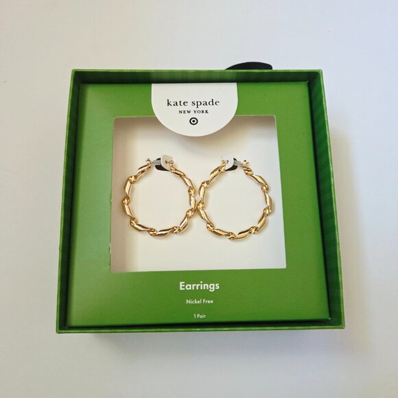 Kate Spade New York x Target Metal Ribbon Hoop Earrings Gold - Picture 1 of 6